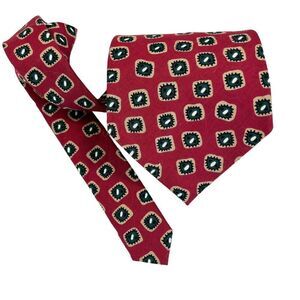 Pendleton Men’s Cotton Tie Red Green Geometric Abstract Design Made In USA
